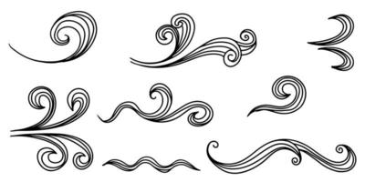 Doodle of wind gust isolated on a white background. hand drawn  vector illustration.