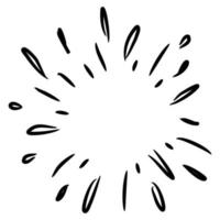 Starburst, sunburst  hand drawn. Design Element Fireworks Black Rays. Comic explosion effect. Radiating, radial lines. vector