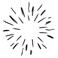 Starburst, sunburst  hand drawn. Design Element Fireworks Black Rays. Comic explosion effect. Radiating, radial lines. vector