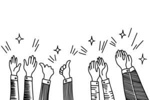 Hand Drawn sketch style of applause, thumbs up gesture. Human hands clapping ovation. on doodle style, vector illustration.