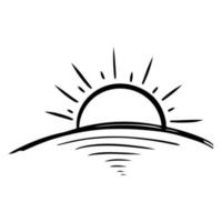 hand drawn sunset in doodle style. Design elements. vector illustration.