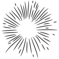 Starburst, sunburst  hand drawn. Design Element Fireworks Black Rays. Comic explosion effect. Radiating, radial lines. vector