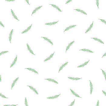 a pattern of green branches, leaves. flowers and branches randomly placed seamless pattern. Vector illustration