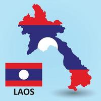 mapa de laos y fondo de bandera vector