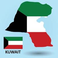 mapa de kuwait y fondo de bandera vector