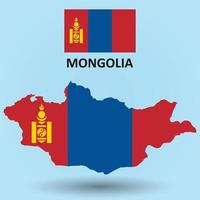 mapa de mongolia y fondo de bandera vector