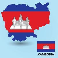 mapa de camboya y fondo de bandera vector
