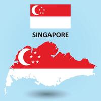 Singapore Map and Flag Background vector