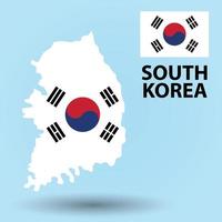 South Korea Map and Flag Background vector