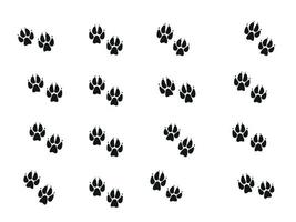 Fox feet tracks. Animals paws and sillhouetts. Vector illustration