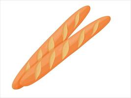 baguette francesa fresca. pan de molde largo. panadería para el desayuno. vector