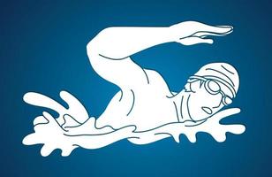 silueta de deporte de natación vector