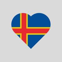 la bandera de las islas aland en forma de corazón. icono de vector de bandera de aland aislado sobre fondo blanco