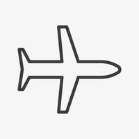 icono de vector de contorno de avión aislado sobre fondo blanco