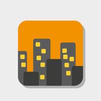 A vector icon of the city during sunset with rounded edges on white background. Apartment buildings vector