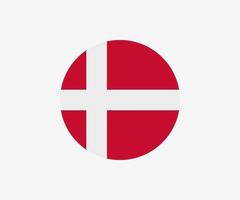 Round Danish flag vector icon isolated on white background. The flag of Denmark in a circle