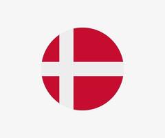 Round Danish flag vector icon isolated on white background. The flag of Denmark in a circle