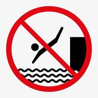 No diving sign. Vector icon isolated on white background. Jumping to the water not allowed