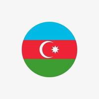 icono de vector de bandera azebaiyana redonda aislado sobre fondo blanco. la bandera de azerbaiyán en un círculo