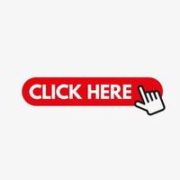 Click here button and cursor clicking vector