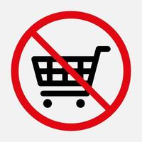 No shopping cart sign. Trolley not allowed vector icon isolated on white background