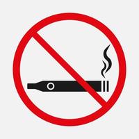 No electronic cigarette sign. Vape smoking tools prohibited vector icon isolated on white background