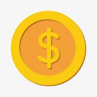 A gold vector icon of a dollar coin with rounded corners on white background