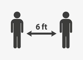 Six feet distance between two people vector sign. Keep a safe distance symbol. Quarantine Coronavirus