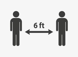 seis pies de distancia entre dos personas vector de señal. mantener un símbolo de distancia segura. coronavirus de cuarentena