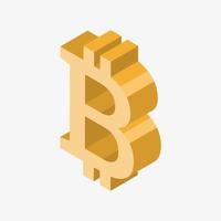 Bitcoin 3D style vector illustration. Crypto currency symbol. Cryptocurrency isometric icon isolated on white background