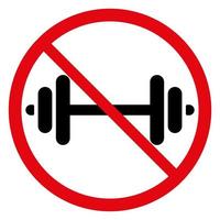 No dumbbell sign. Vector illustration isolated on white background