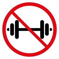 No dumbbell sign. Vector illustration isolated on white background