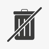 Crossed dustbin icon. Vector illustration. No trash bin. Crossed litter. Symbol of garbage, rubbish, dump