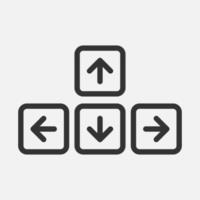PC keyboard arrow keys linear vector icon isolated on white background