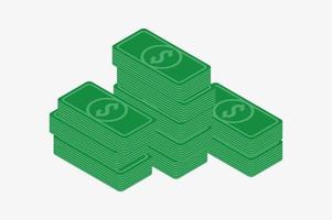 Isometric pile of cash. Vector illustration. Pile of money. Money icon in isometric style