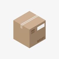 A vector illustration of brown isometric box with a tape on white background