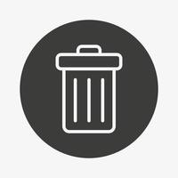 Trash can icon in circle. Dustbin vector symbol. Garbage, rubbish, waste