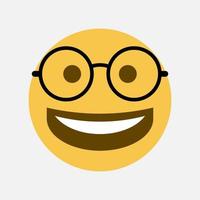 Laughing emoji with glasses vector illustration isolated on white background