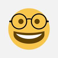 Laughing emoji with glasses vector illustration isolated on white background