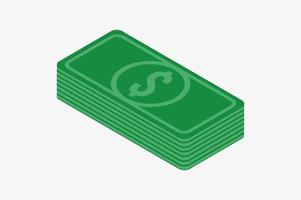 pila isométrica de efectivo. ilustración vectorial montón de dinero icono de dinero en estilo isométrico vector