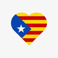 la bandera de cataluña en forma de corazón. icono de vector de bandera catalana aislado sobre fondo blanco