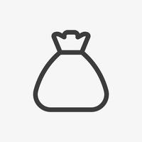 Money bag icon with empty space. Outline vector illustration. Sack pictogram