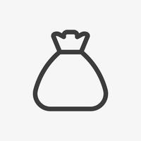 Money bag icon with empty space. Outline vector illustration. Sack pictogram