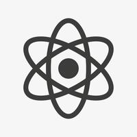 signo de energía nuclear. icono de vector de átomo aislado sobre fondo blanco