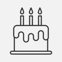 Birthday cake line vector icon isolated on white background
