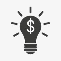 Business idea vector icon isolated on white background. Light bulb with US Dollar symbol