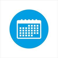 icono de vector de calendario en círculo aislado sobre fondo blanco. símbolo del planificador. botón de calendario moderno