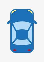 Blue vector car top view icon isolated on white background