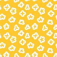 Seamless pattern with popcorn. Pop corn yellow background.Graphic Design for print on pack, packaging, tee t-shirt, poster, banner, flyer card. vector