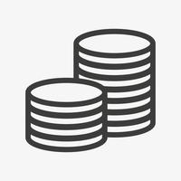 Money outline vector illustration. Stack of coins icon isolated on white background. Stacked cash